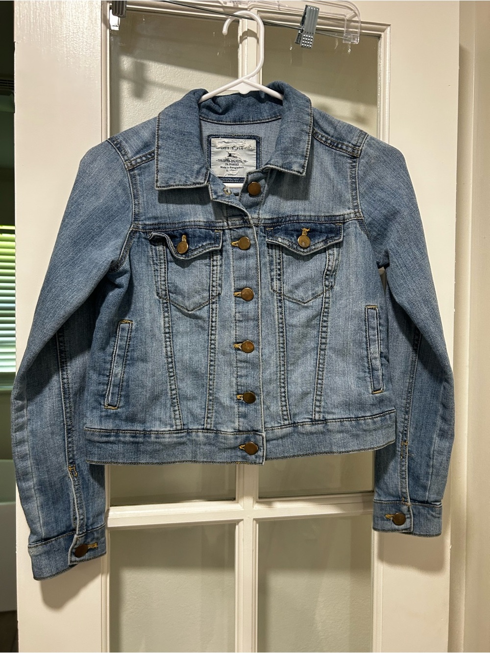 Light Blue Denim Jacket - Classic Button-Front Coat
